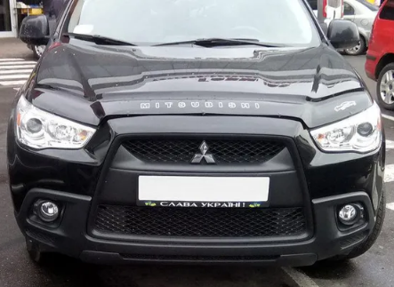 Дефлектор капота (мухобойка) Mitsubishi ASX с 2010 г.в. (Митсубиши АСХ) Вип Тюнинг